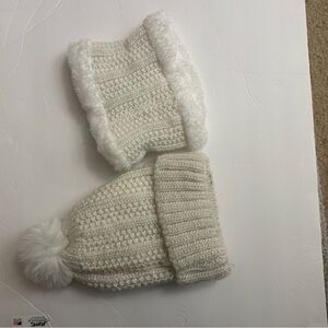 Cozy White Knit Hat Set